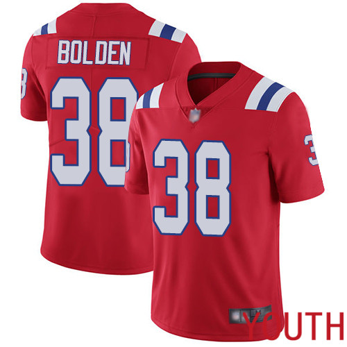 New England Patriots Football #38 Vapor Limited Red Youth Brandon Bolden Alternate NFL Jersey->youth nfl jersey->Youth Jersey
